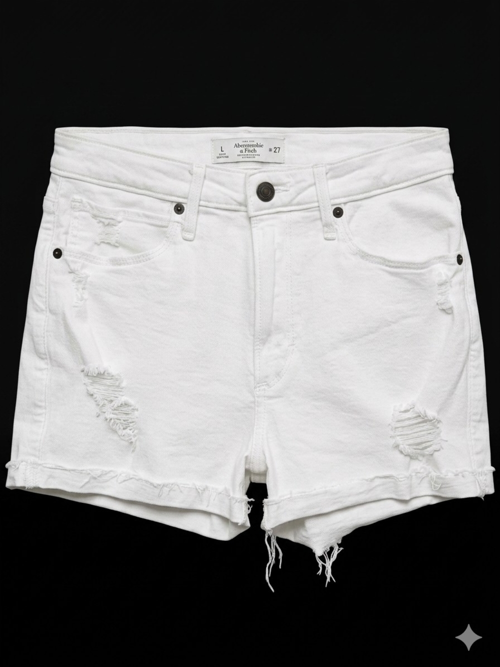 Abercrombie & Fitch White Distressed Cutoff Denim Shorts